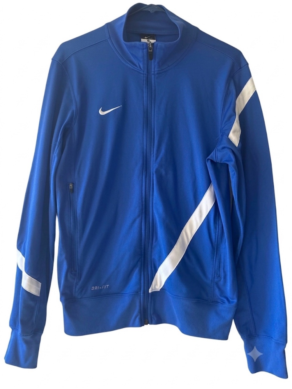 Nike Track Jacket Mens Small Royal Blue Full Zip Windbreaker Swoosh Dri Fit Vtg